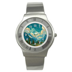 Mountains Rural Countryside Sky Stainless Steel Watch