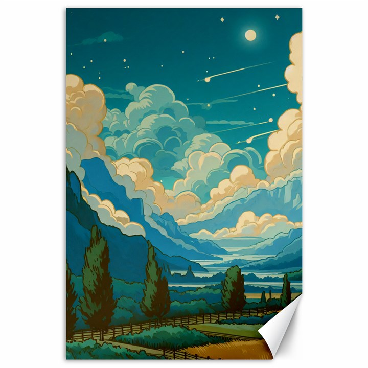 Mountains Rural Countryside Sky Canvas 24  x 36 