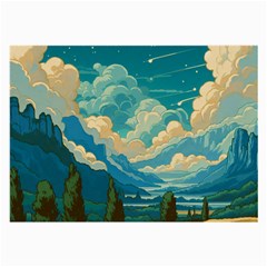 Mountains Rural Countryside Sky Large Glasses Cloth (2 Sides) by Salmanaz77