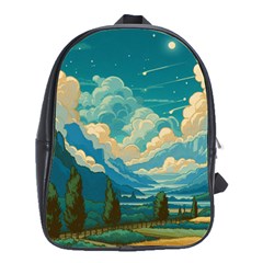 Mountains Rural Countryside Sky School Bag (large)