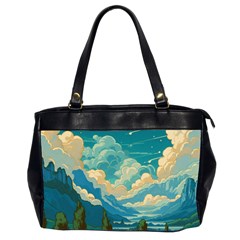 Mountains Rural Countryside Sky Oversize Office Handbag (2 Sides)