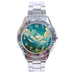 Mountains Rural Countryside Sky Stainless Steel Analogue Watch by Salmanaz77