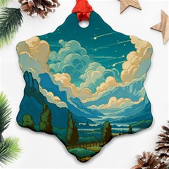 Mountains Rural Countryside Sky Ornament (snowflake)