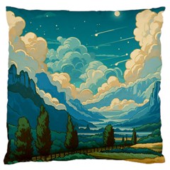 Mountains Rural Countryside Sky Large Cushion Case (one Side) by Salmanaz77