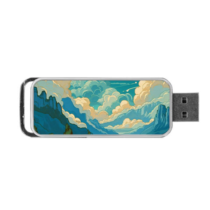 Mountains Rural Countryside Sky Portable USB Flash (One Side)