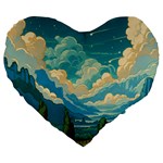 Mountains Rural Countryside Sky Large 19  Premium Heart Shape Cushions Front