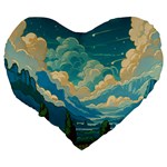 Mountains Rural Countryside Sky Large 19  Premium Heart Shape Cushions Back