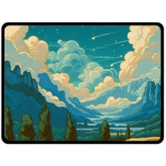 Mountains Rural Countryside Sky Two Sides Fleece Blanket (large)