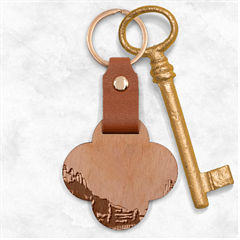 Mountains Rural Countryside Sky Engraved Wood Key Chain by Salmanaz77