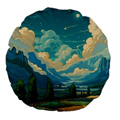 Mountains Rural Countryside Sky Large 18  Premium Flano Round Cushions