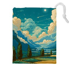 Mountains Rural Countryside Sky Drawstring Pouch (4xl) by Salmanaz77