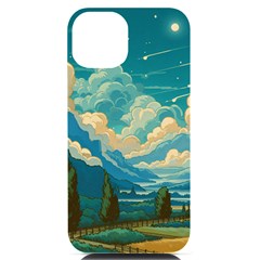 Mountains Rural Countryside Sky Iphone 14 Black Uv Print Pc Hardshell Case by Salmanaz77