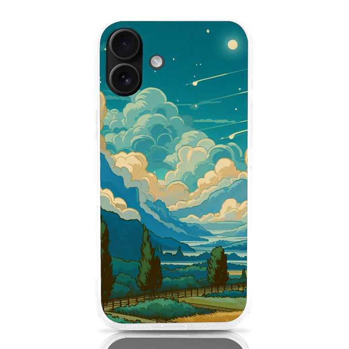 Mountains Rural Countryside Sky iPhone 16 Plus TPU UV Print Case