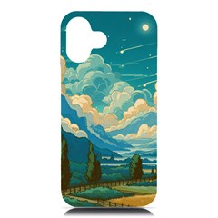 Mountains Rural Countryside Sky Iphone 16 Plus Black Uv Print Pc Hardshell Case by Salmanaz77