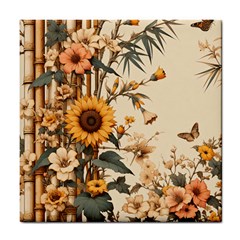 Sunflower Flowers Nature Trees Tile Coaster by Salmanaz77