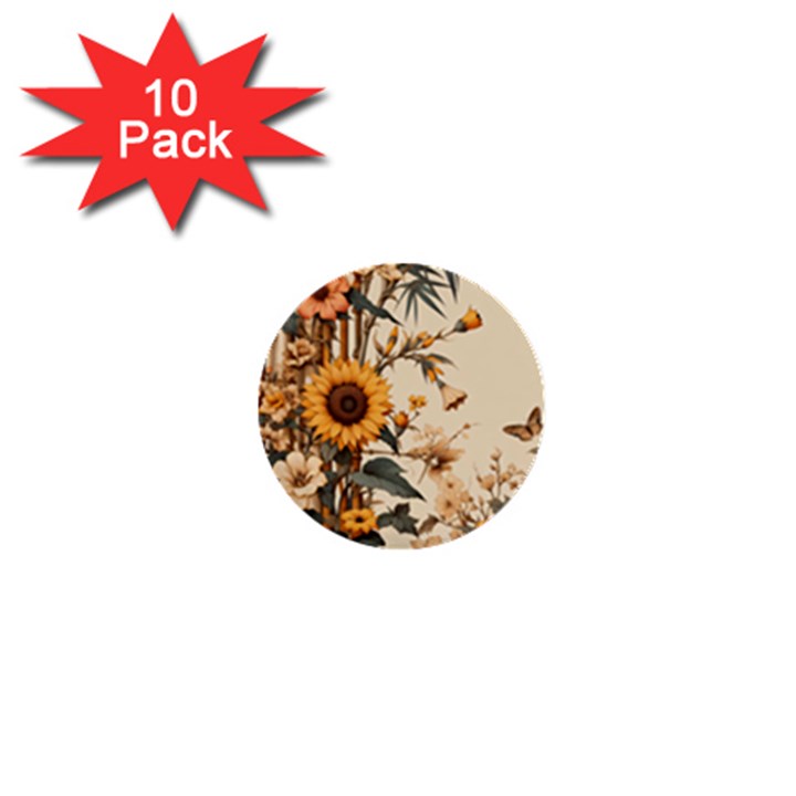 Sunflower Flowers Nature Trees 1  Mini Buttons (10 pack) 