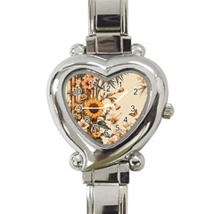 Sunflower Flowers Nature Trees Heart Italian Charm Watch by Salmanaz77