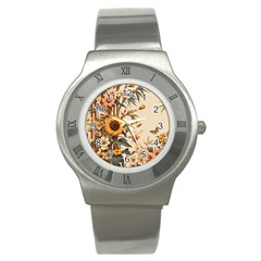 Sunflower Flowers Nature Trees Stainless Steel Watch by Salmanaz77