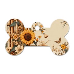 Sunflower Flowers Nature Trees Dog Tag Bone (one Side)