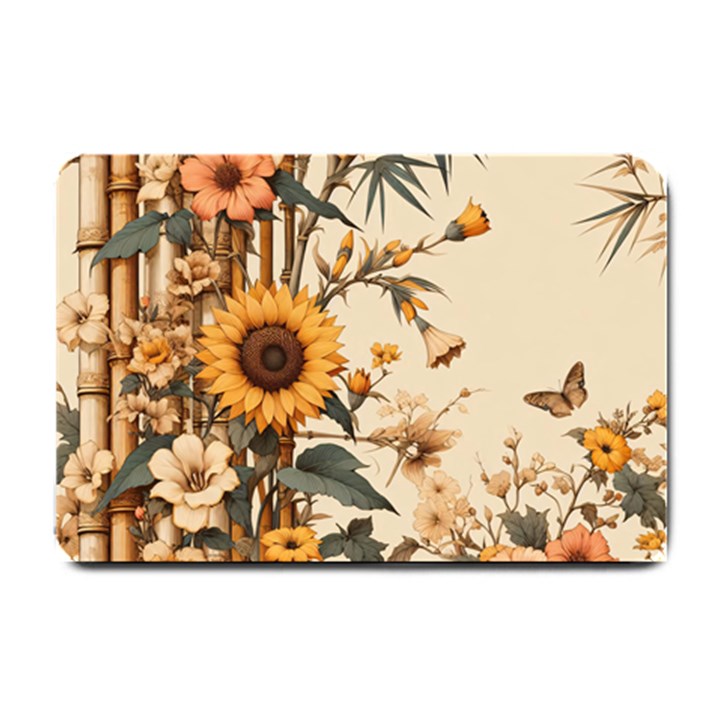 Sunflower Flowers Nature Trees Small Doormat