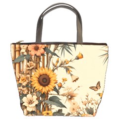 Sunflower Flowers Nature Trees Bucket Bag