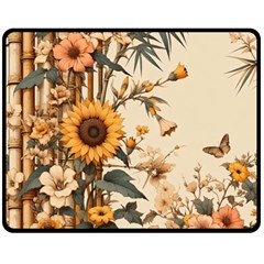 Sunflower Flowers Nature Trees Fleece Blanket (medium)