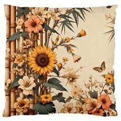 Sunflower Flowers Nature Trees Large Cushion Case (one Side) by Salmanaz77