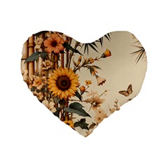 Sunflower Flowers Nature Trees Standard 16  Premium Heart Shape Cushions by Salmanaz77