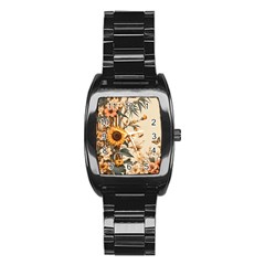 Sunflower Flowers Nature Trees Stainless Steel Barrel Watch