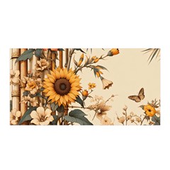 Sunflower Flowers Nature Trees Satin Wrap 35  X 70  by Salmanaz77