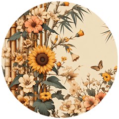 Sunflower Flowers Nature Trees Wooden Puzzle Round