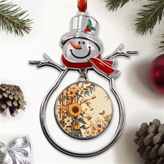 Sunflower Flowers Nature Trees Metal Snowman Ornament