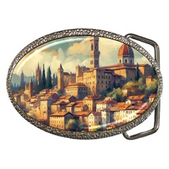 Village Houses Buildings Facade Belt Buckles