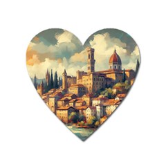 Village Houses Buildings Facade Heart Magnet