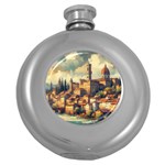 Village Houses Buildings Facade Round Hip Flask (5 oz) Front