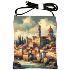 Village Houses Buildings Facade Shoulder Sling Bag