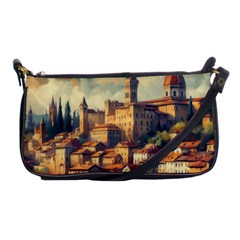 Village Houses Buildings Facade Shoulder Clutch Bag by Salmanaz77