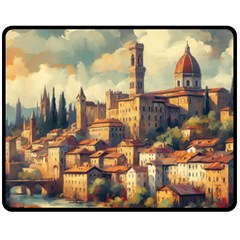 Village Houses Buildings Facade Fleece Blanket (medium)