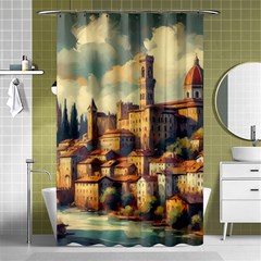 Village Houses Buildings Facade Shower Curtain 48  X 72  (small) 