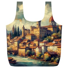 Village Houses Buildings Facade Full Print Recycle Bag (xl)