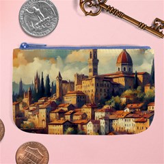 Village Houses Buildings Facade Large Coin Purse