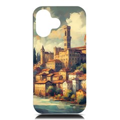 Village Houses Buildings Facade Iphone 16 Black Uv Print Pc Hardshell Case by Salmanaz77