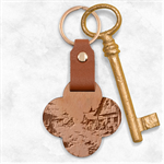 Village Nature Winter Landscape Engraved Wood Key Chain Front