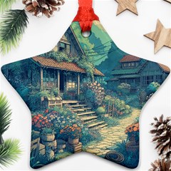 House Garden Building Flowers Ornament (star)