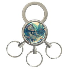 House Garden Building Flowers 3-ring Key Chain