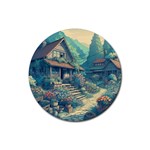 House Garden Building Flowers Rubber Coaster (Round) Front