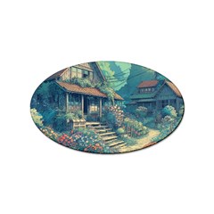 House Garden Building Flowers Sticker (oval)