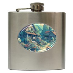 House Garden Building Flowers Hip Flask (6 Oz)