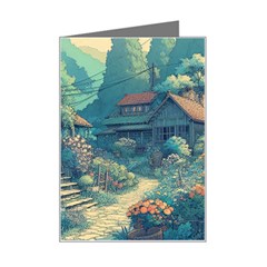 House Garden Building Flowers Mini Greeting Card by Salmanaz77