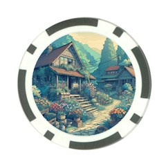 House Garden Building Flowers Poker Chip Card Guard